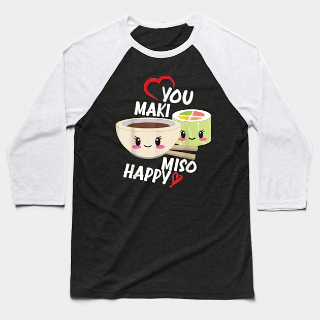 you maki miso happy Baseball T-Shirt by Uri Holland 